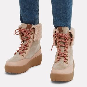 Coach Tyler Dusty Pink Women’s Suede/Leather Lamb Shearling Boots Size 9.5 B